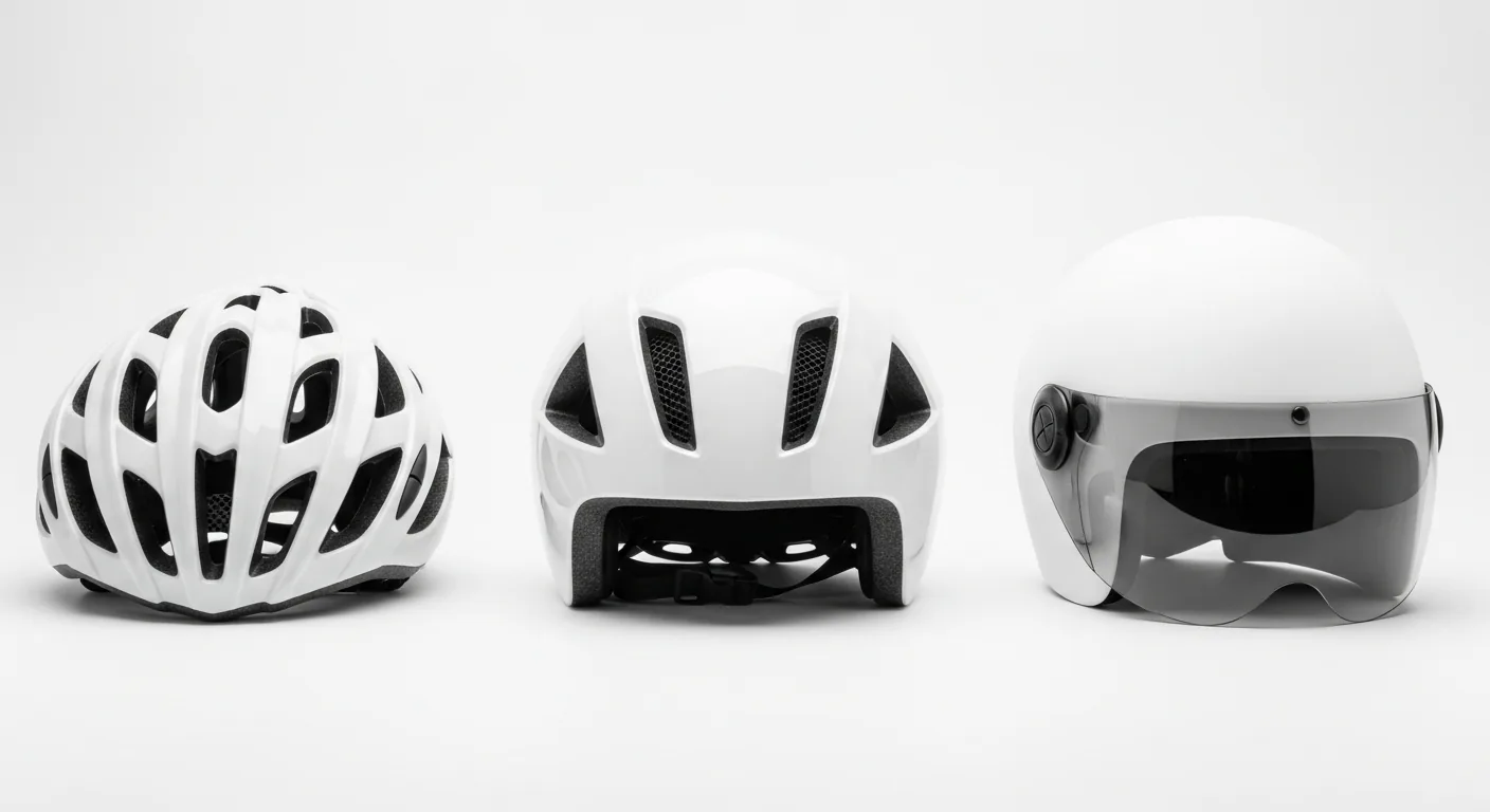 Les trois types de casques triathlon : route ventilé, aéro semi-ouvert et coque intégrale