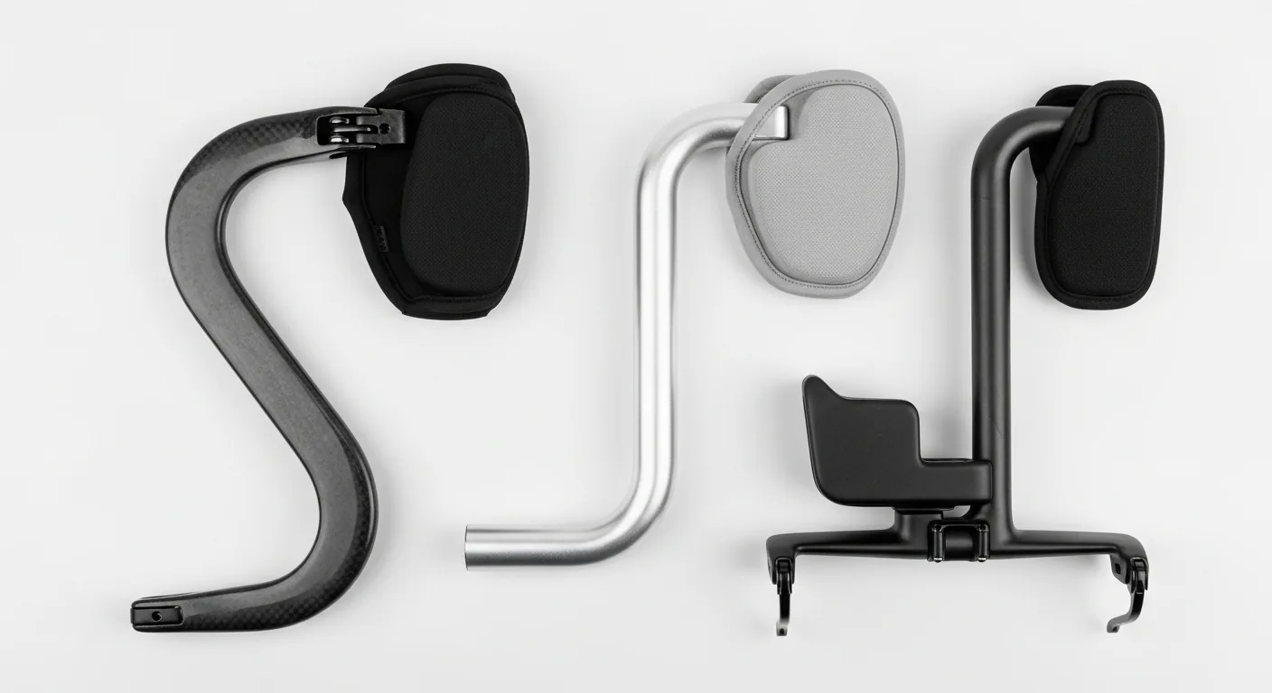 Comparaison de trois modèles de prolongateurs triathlon clip-on différents posés côte à côte