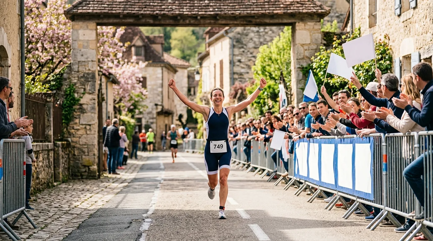 Coureur sur route lors de la partie course à pied d'un triathlon lorrain